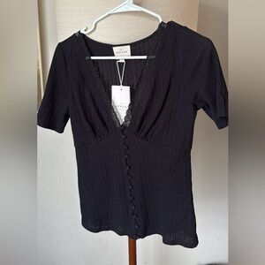 Sézane Black Jamie shirt